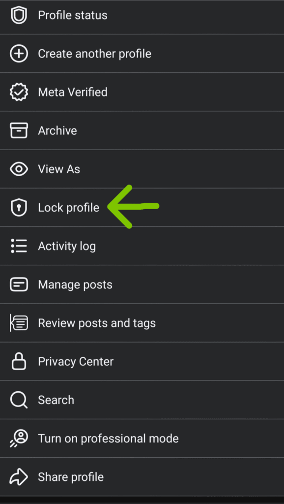 select lock profile from drop down menu