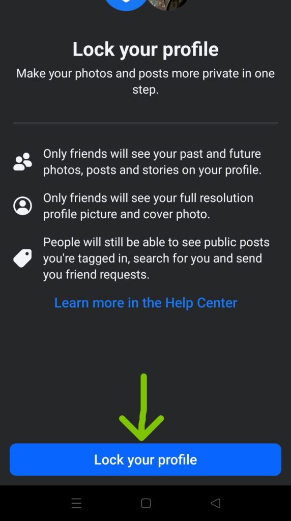 select lock your profile