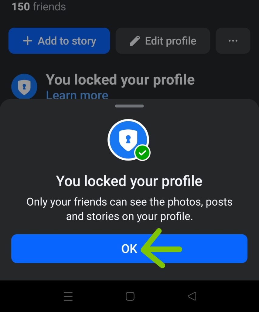 press on lock your profile button